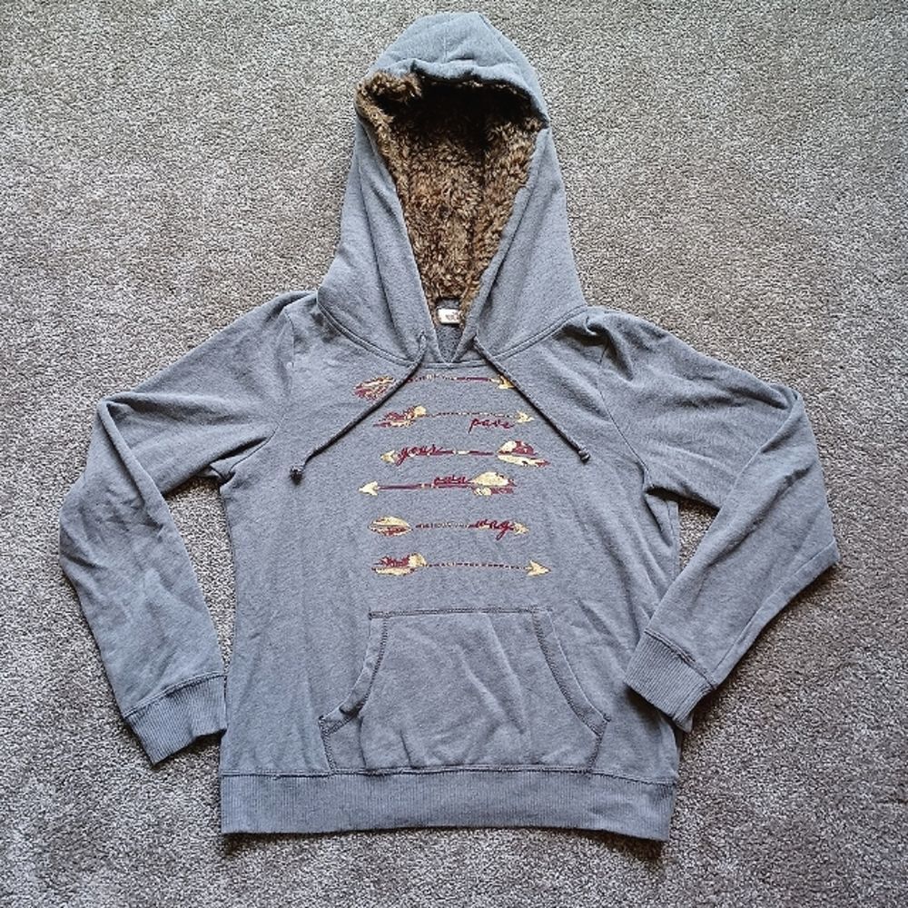 Gray Hollister hoodie w/ faux fur hood
